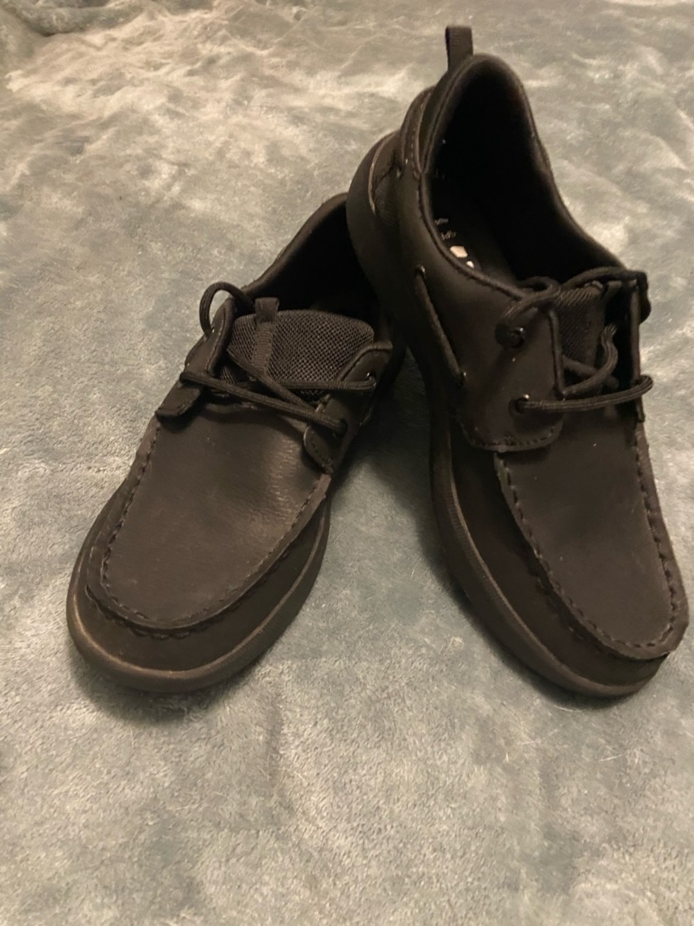 Sperry Kids Black Leather Lace-Up Boat Shoes